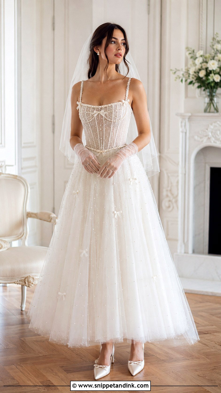 Pearl Wedding Dress with Small Bows - Snippet and Ink - 20 Wedding Dresses with Bow