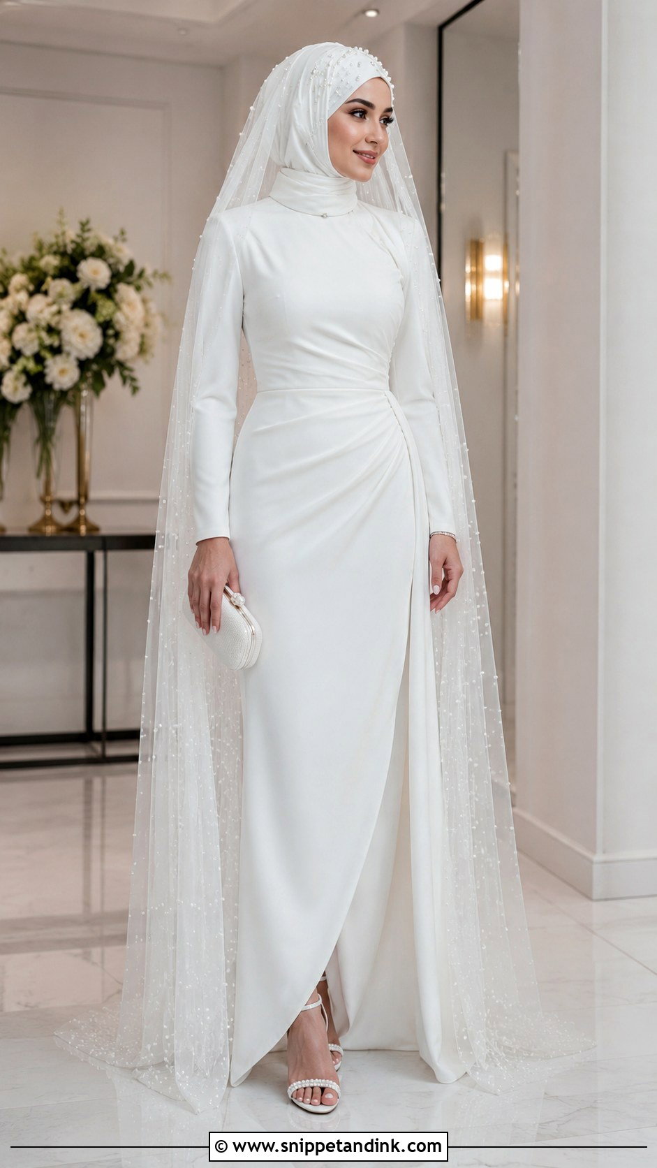 Pearl Wedding Hijab Outfit - Snippet and Ink - 20 Hijab in Wedding Ideas