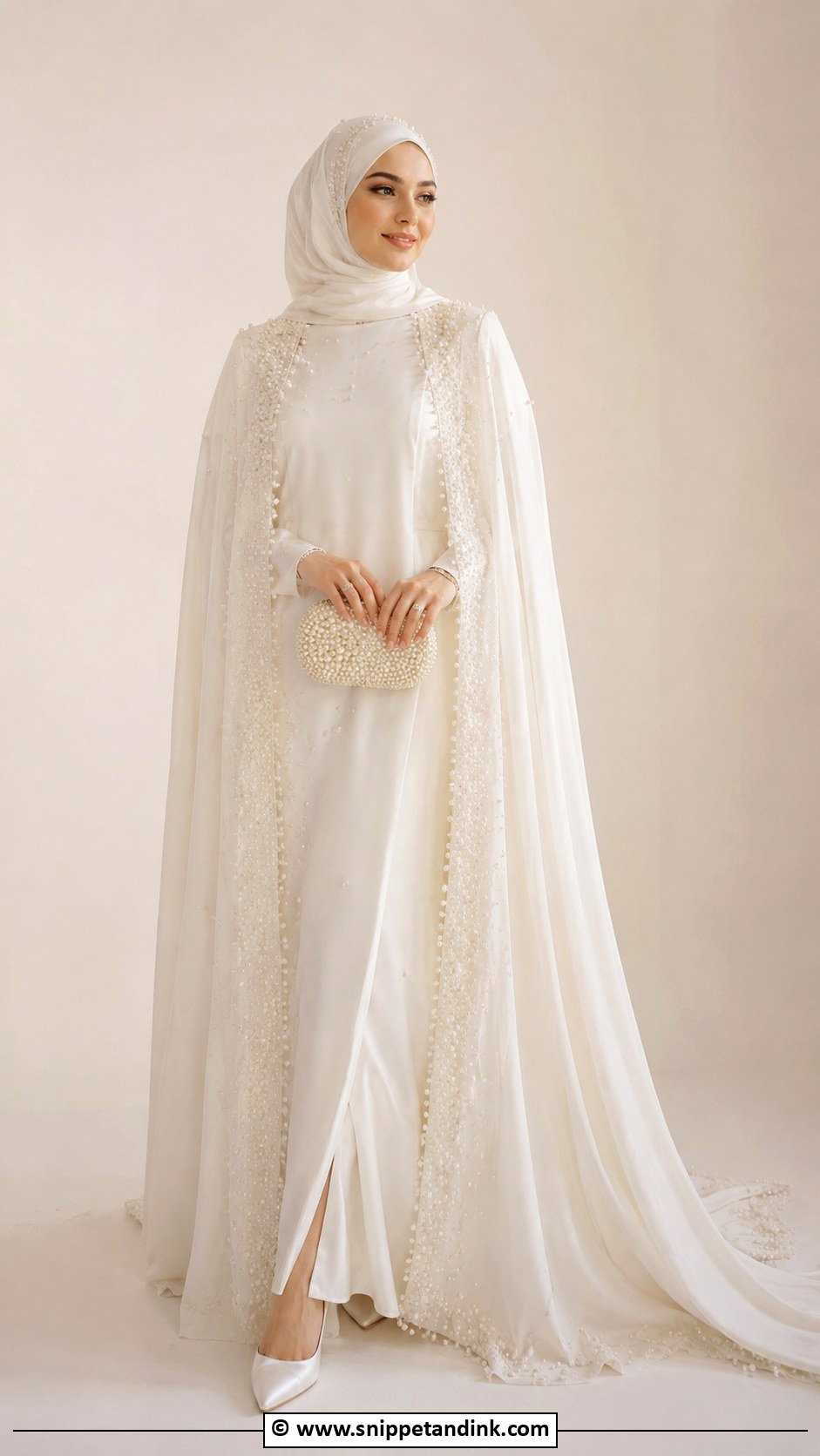 Pearl White Abaya Dress - Snippet and Ink - 35 Nikah Dress Ideas