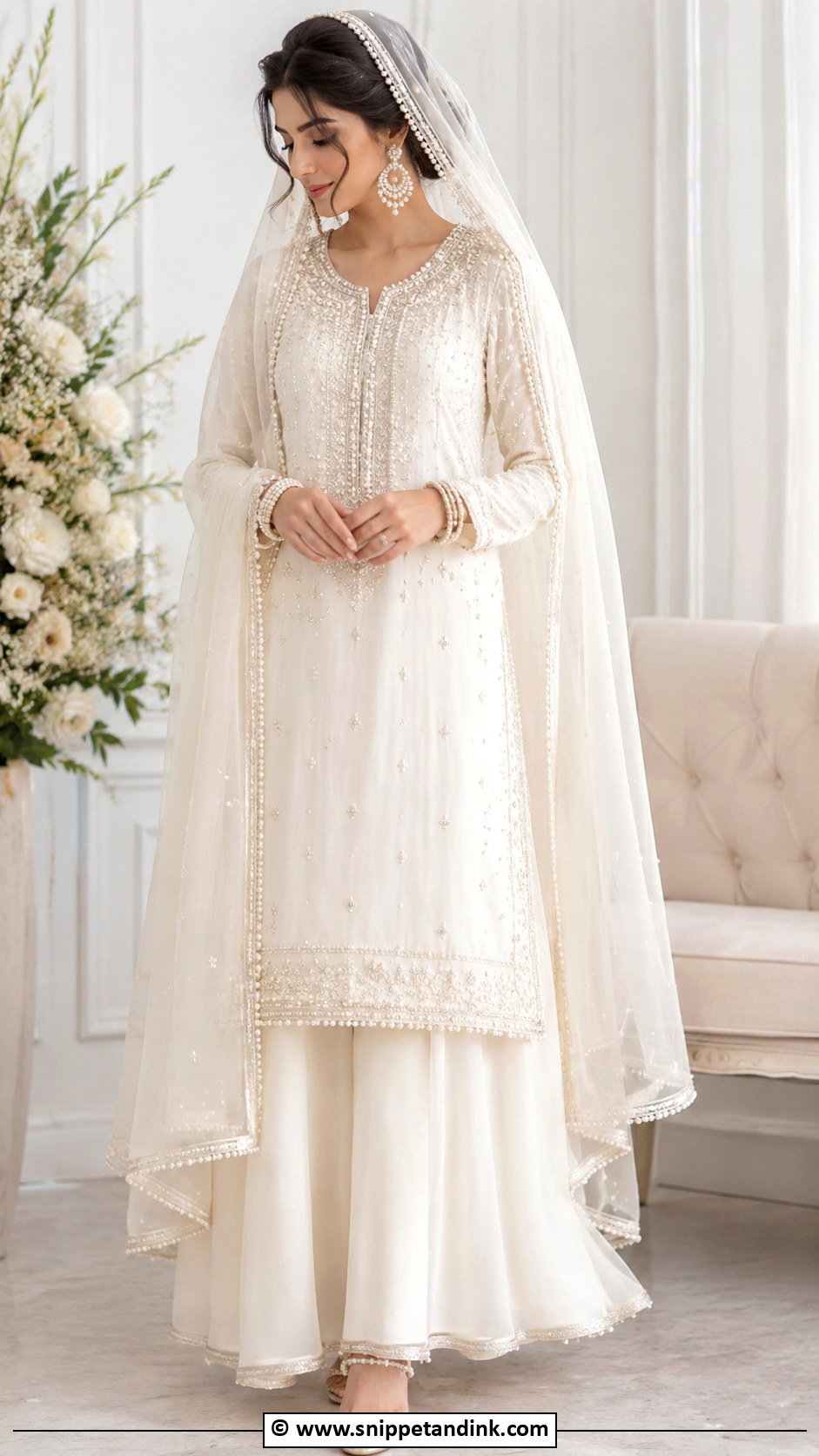 Pearl White Nikah Bridal Outfit - Snippet and Ink - 35 Nikah Outfit Ideas
