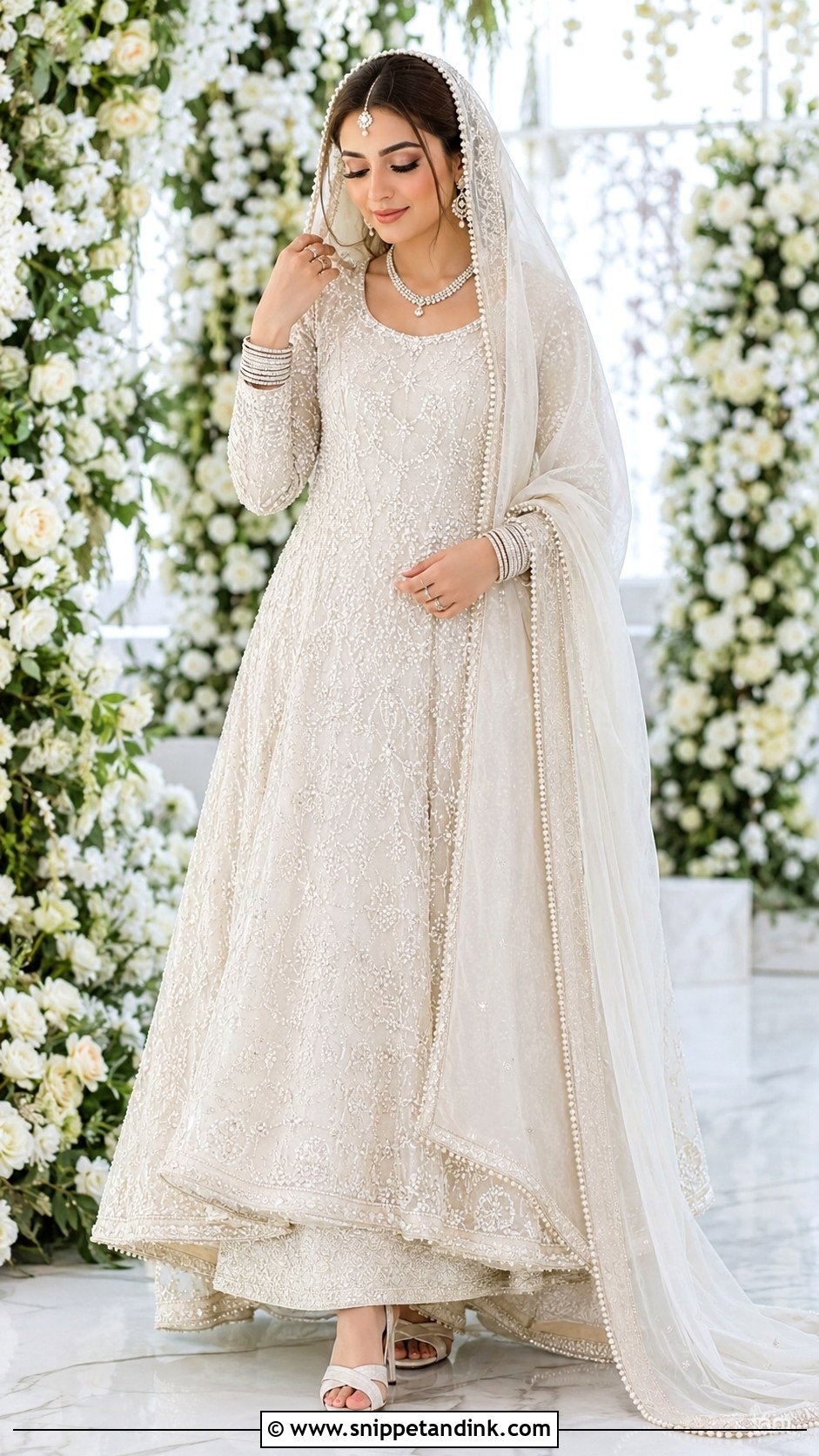 Pearl White Nikah Pishwas Dress - Snippet and Ink - 25 Nikah Dress Pakistani Brides Ideas