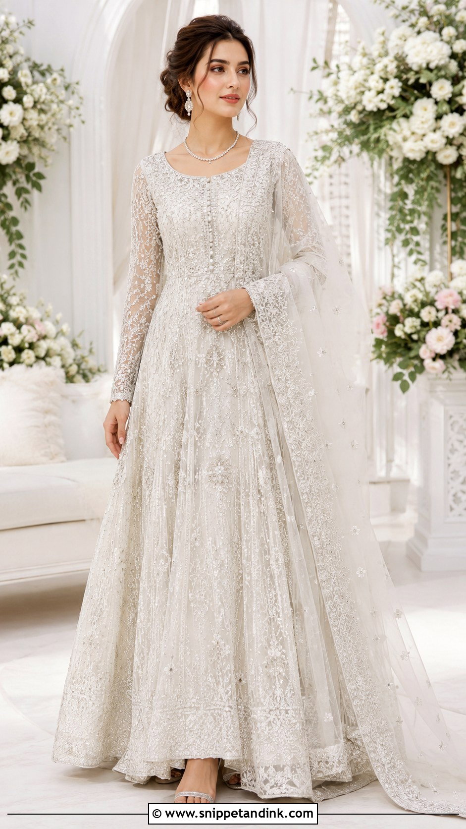 Pearl White Valima Maxi Dress - Snippet and Ink - 25 Valima Dress for Bride Ideas