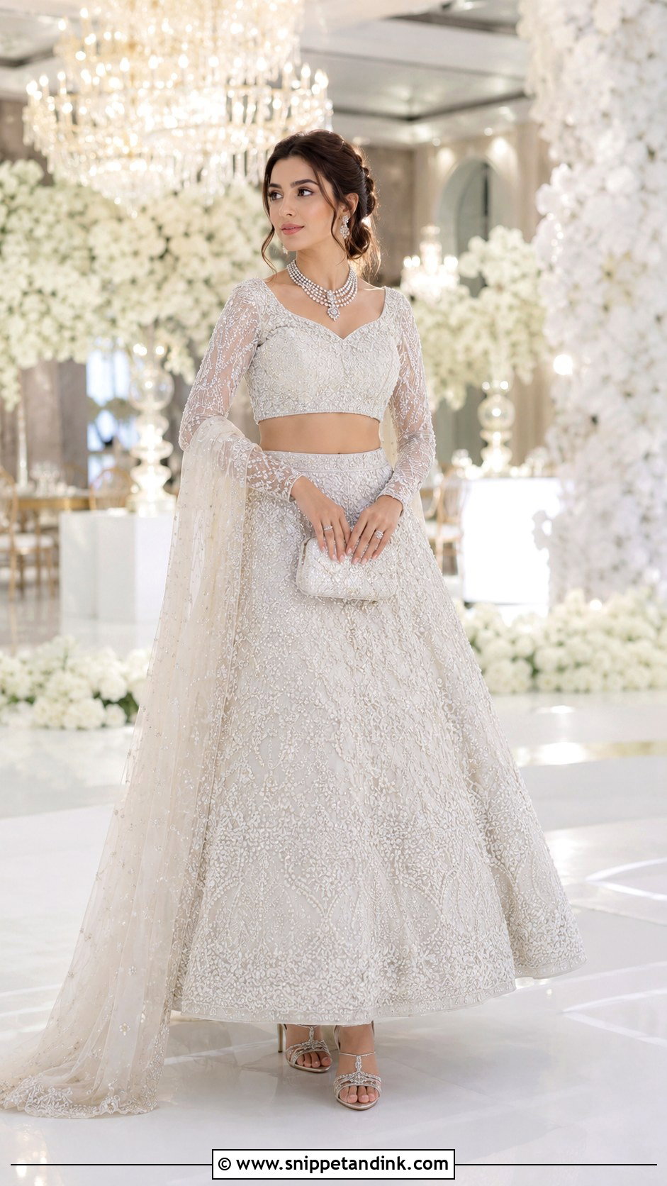 Pearl White Walima Lehenga - Snippet and Ink - 25 Walima Outfit Ideas