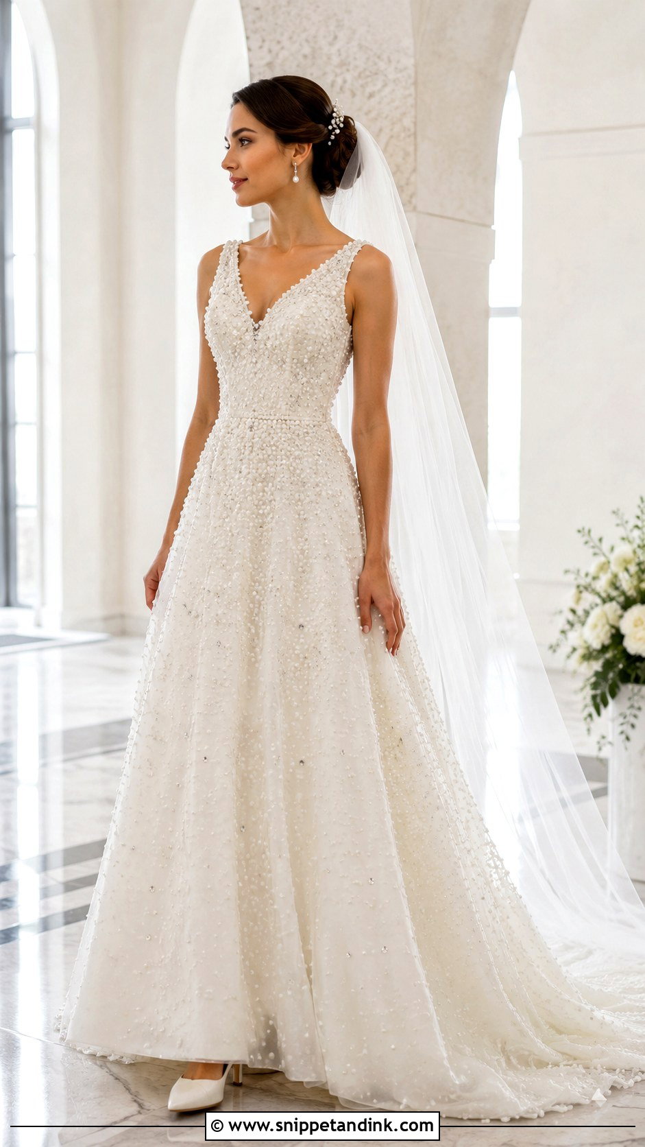 Pearl and Crystal Wedding Dress - Snippet and Ink - 20 Shiny Wedding Dress Ideas