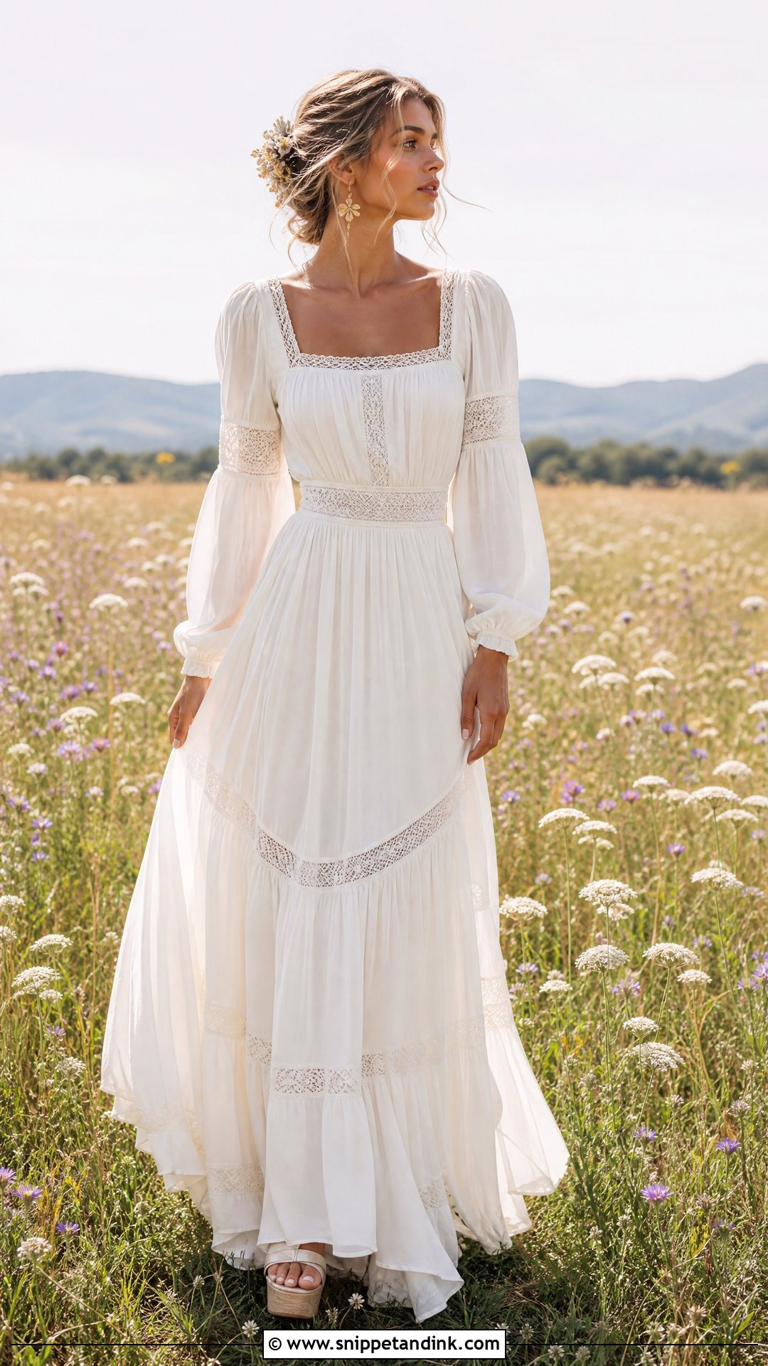 Peasant Sleeve Wedding Dress - Snippet and Ink - 25 70s Style Wedding Dress Ideas