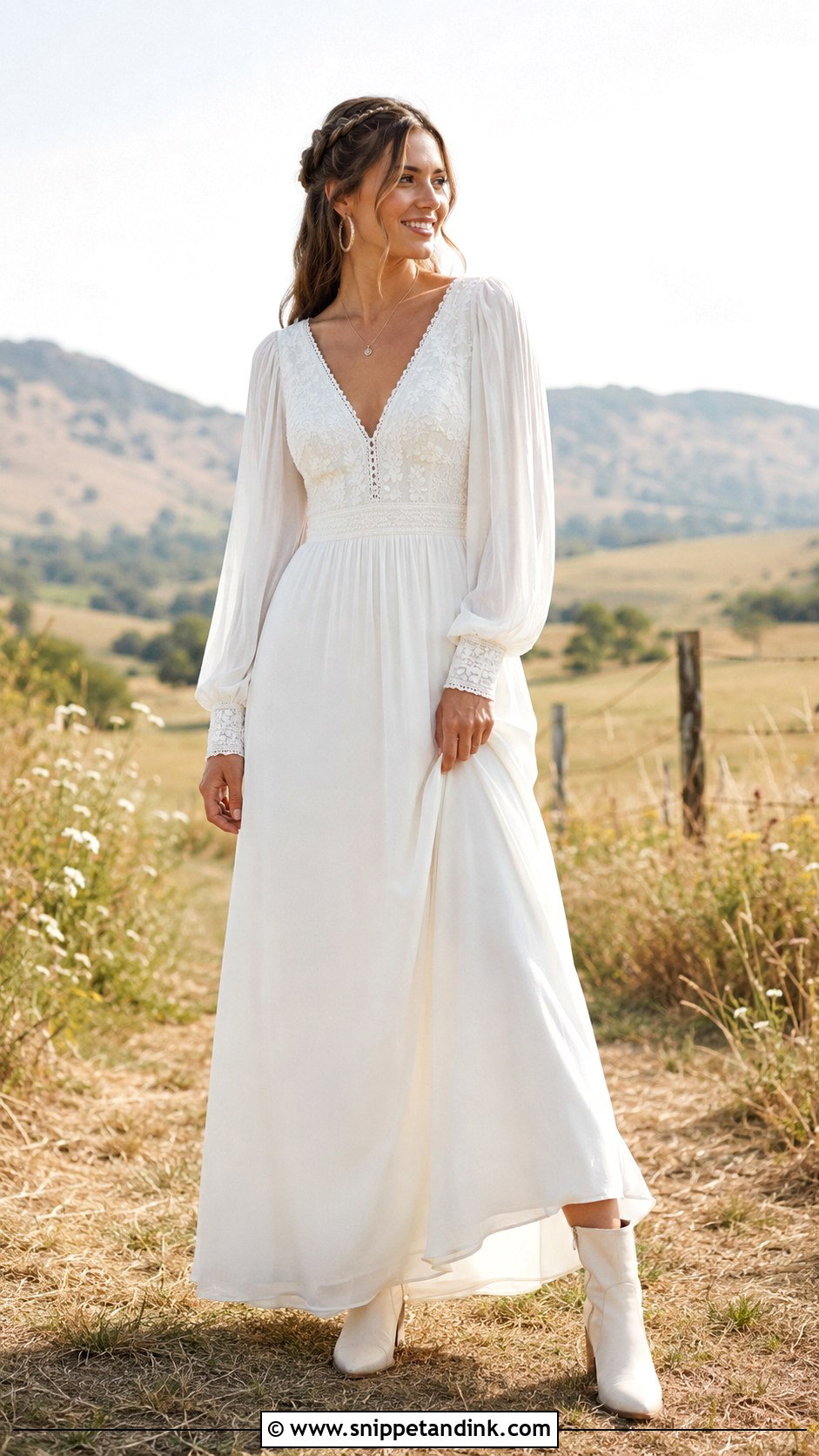 Peasant Sleeve Wedding Dress - Snippet and Ink - 20 70s Inspired Wedding Dress Ideas