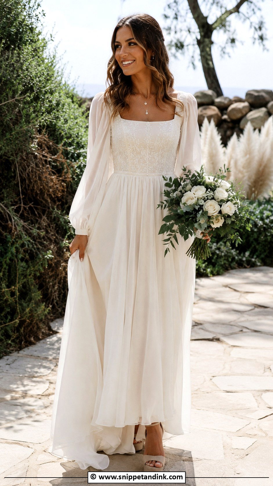 Peasant Sleeve Wedding Dress - Snippet and Ink - 30 70s Wedding Dress Ideas
