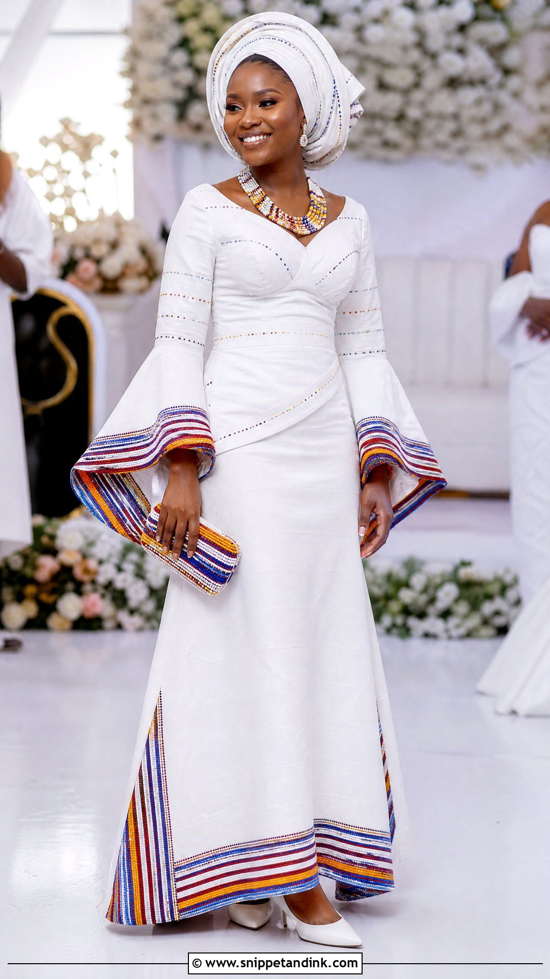 Pedi Wedding Dress With Bell Sleeves - Snippet and Ink - 20 Traditional Pedi Wedding Dresses