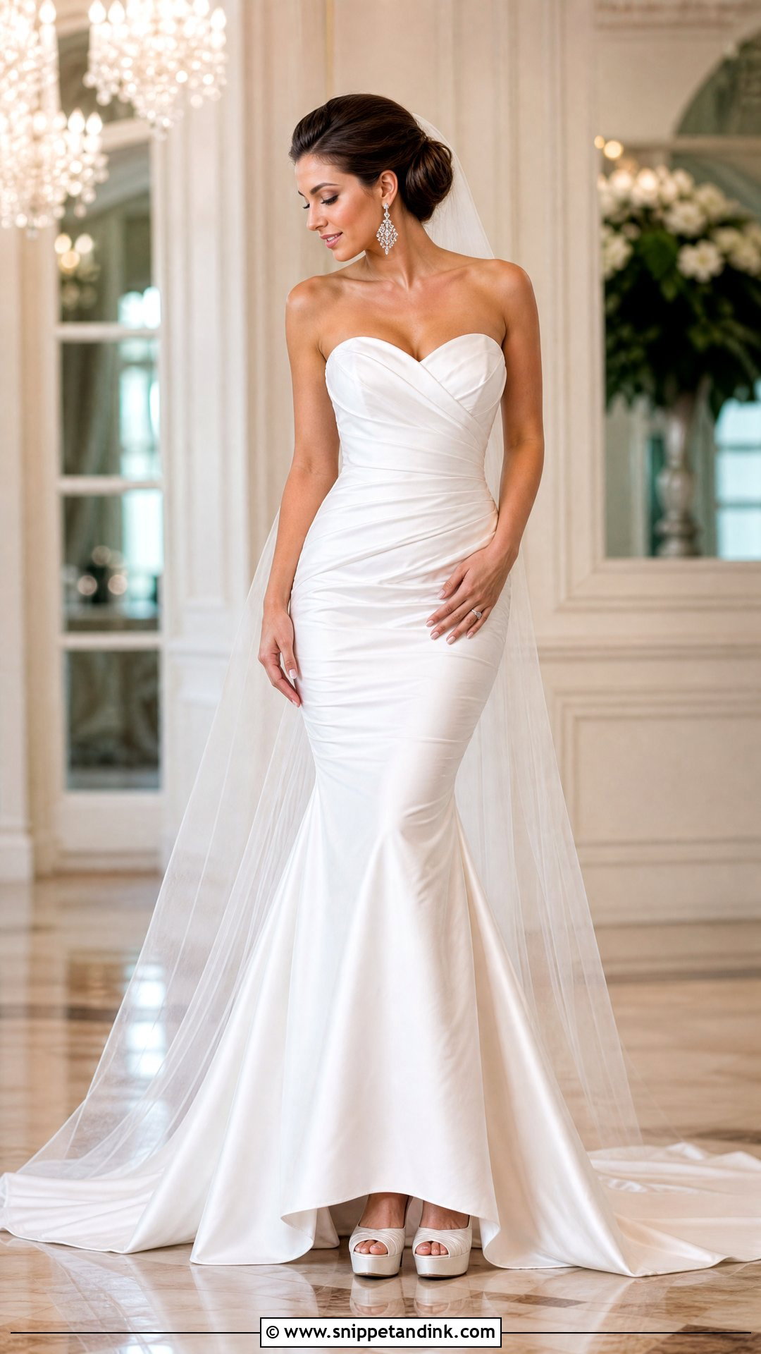 Peep Toe Platform Wedding Heels With Mermaid Dress - Snippet and Ink - 20 Platform Wedding Heels Ideas