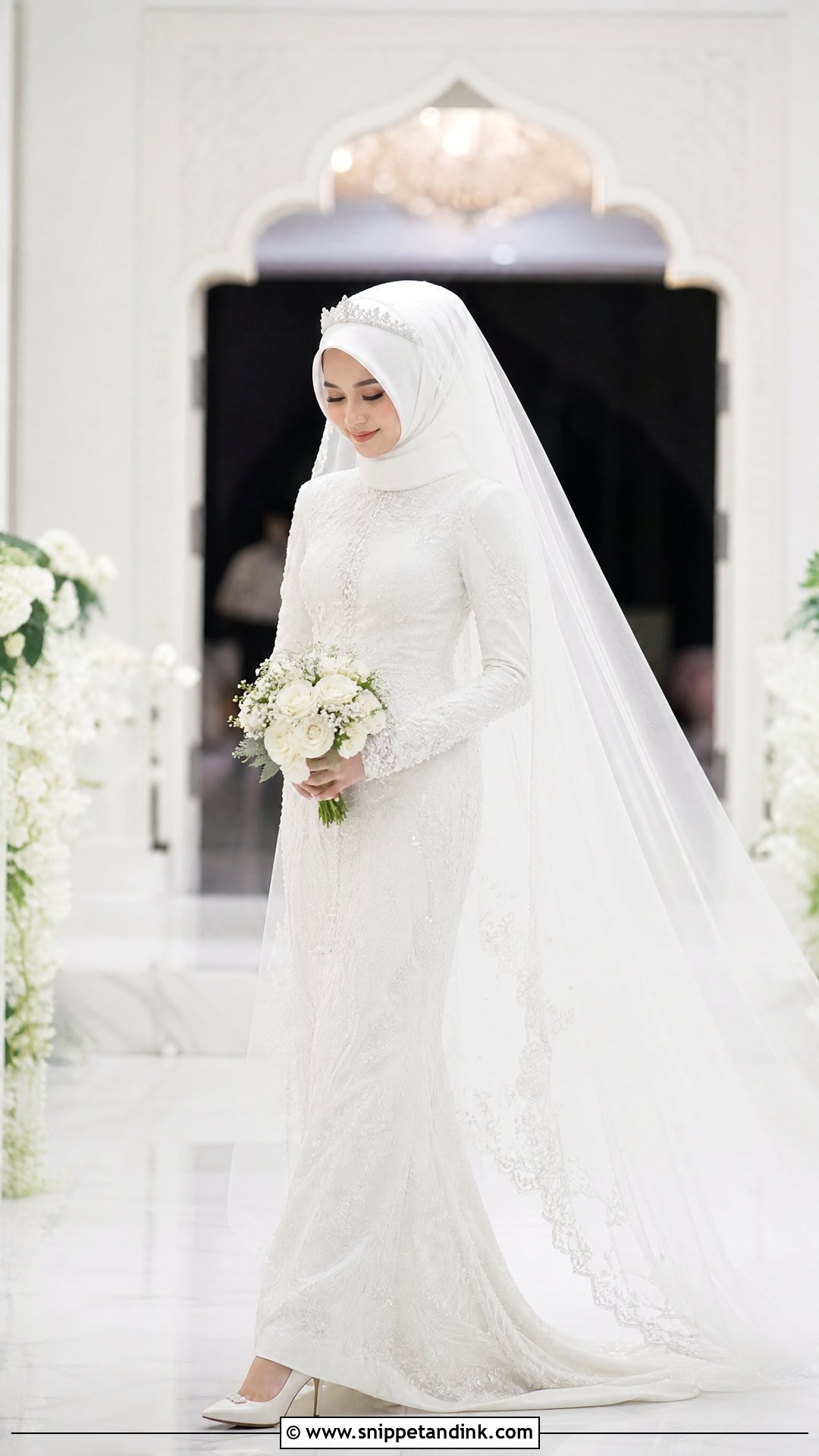 Pengantin Muslimah Dress With Long Veil - Snippet and Ink - 25 Pengantin Muslimah Ideas