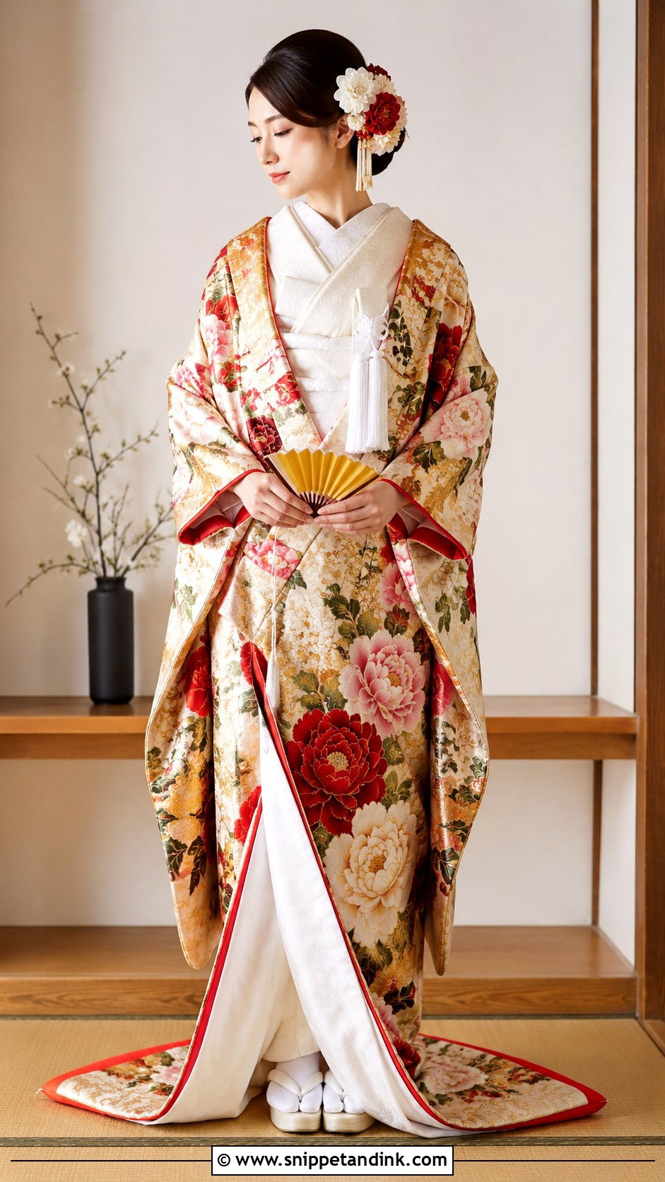 Peony Uchikake Wedding Kimono - Snippet and Ink - 25 Traditional Japanese Wedding Dress Ideas