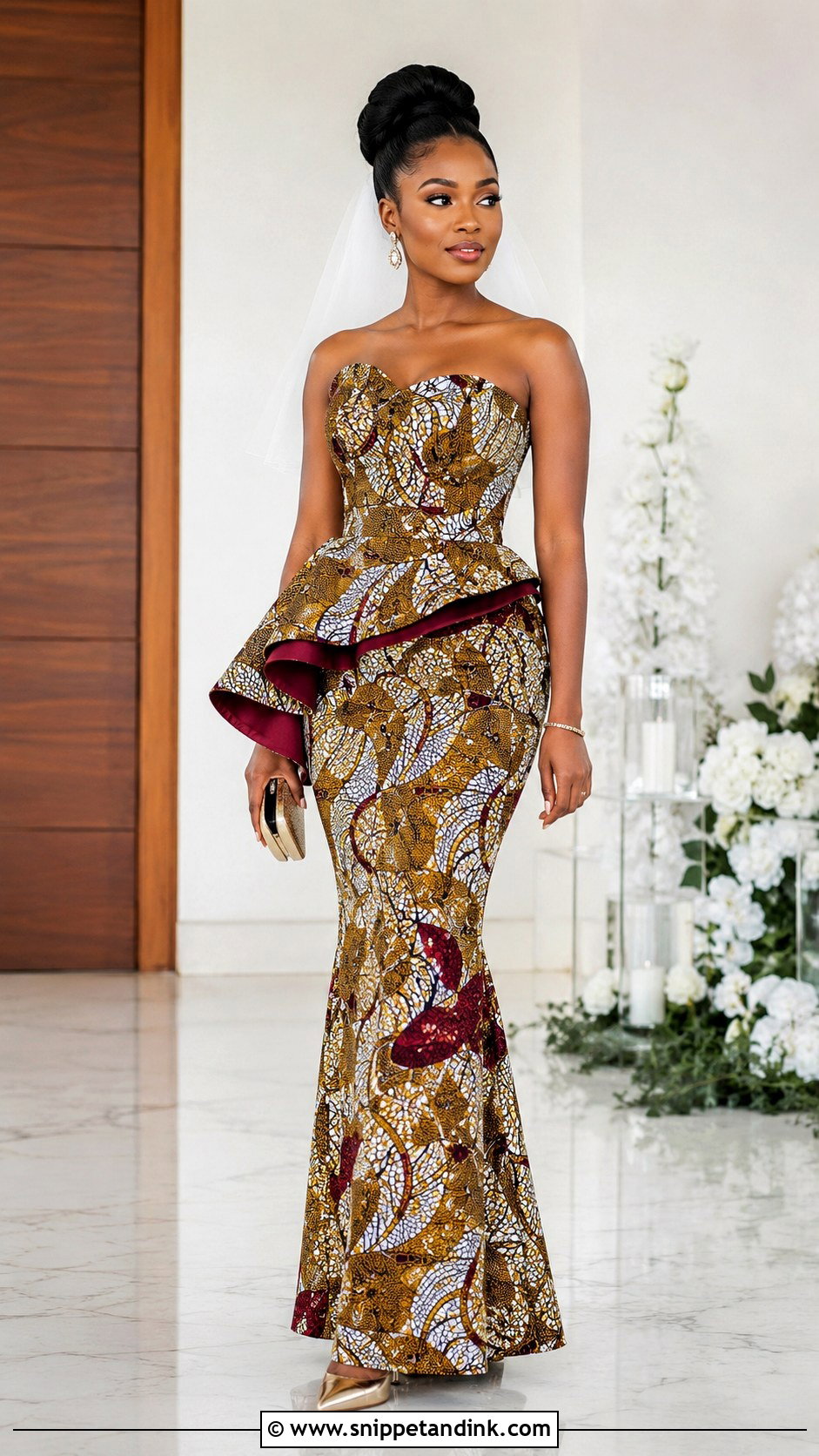 Peplum Ankara Bridal Dress - Snippet and Ink - 20 Bridal Ankara Dresses