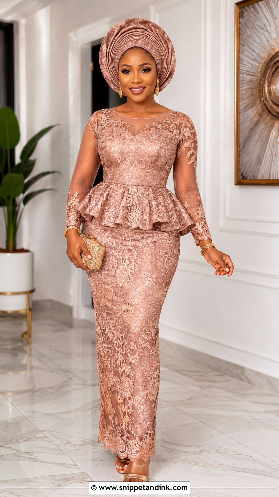 Peplum Aso Ebi Lace Gown - Snippet and Ink - 25 Simple Aso Ebi Lace Gown Styles