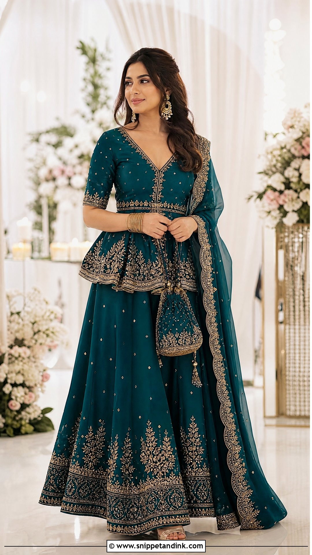 Peplum Bridal Blouse With Lehenga Skirt - Snippet and Ink - 25 Blouse Design for Bride Ideas