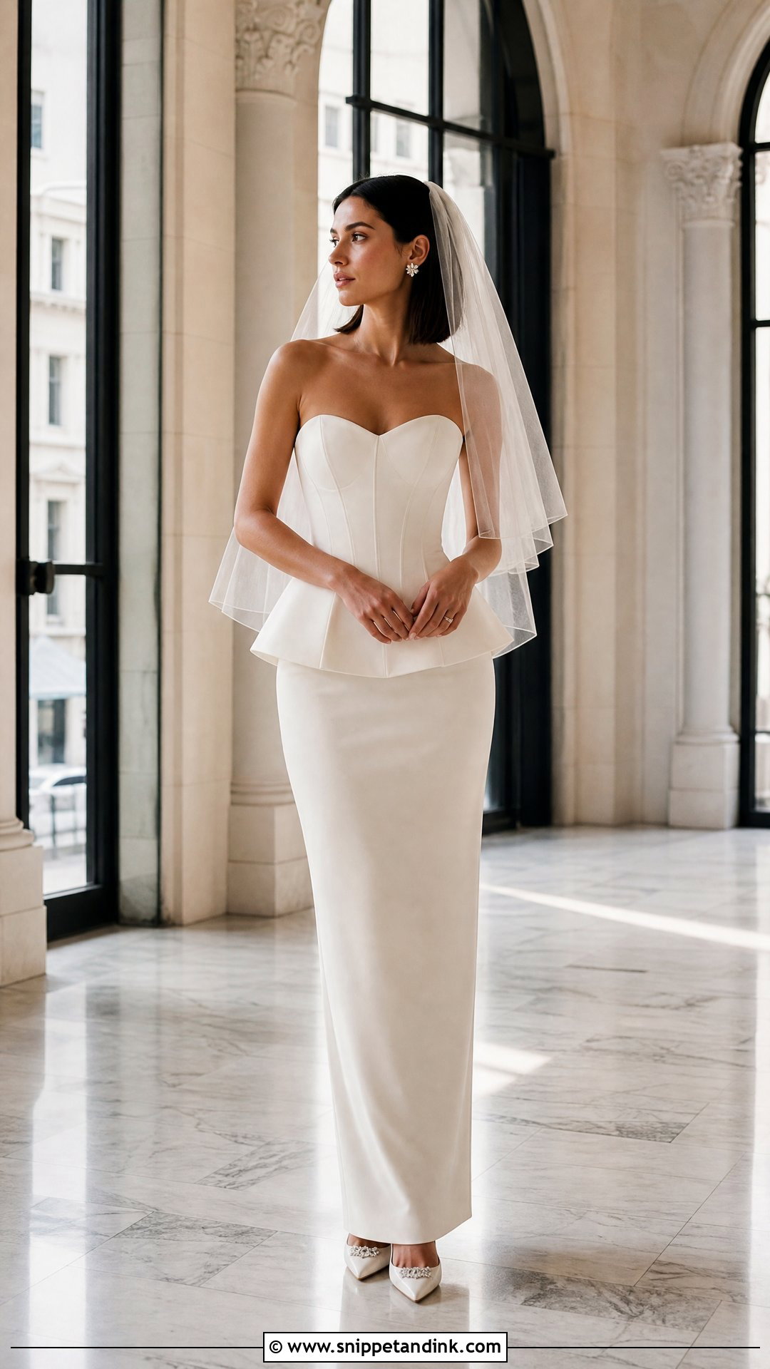 Peplum Bridal Corset Top With Fitted Skirt - Snippet and Ink - 20 Bridal Corset Top Ideas