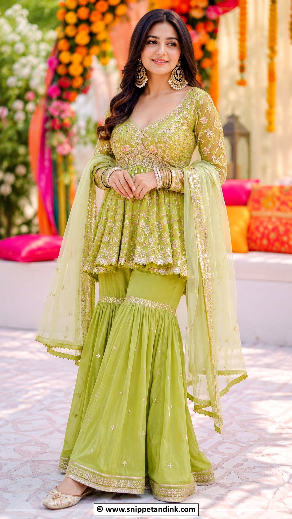 Peplum Bridal Mehndi Outfit - Snippet and Ink - 25 Indian Bridal Mehndi Outfit Ideas