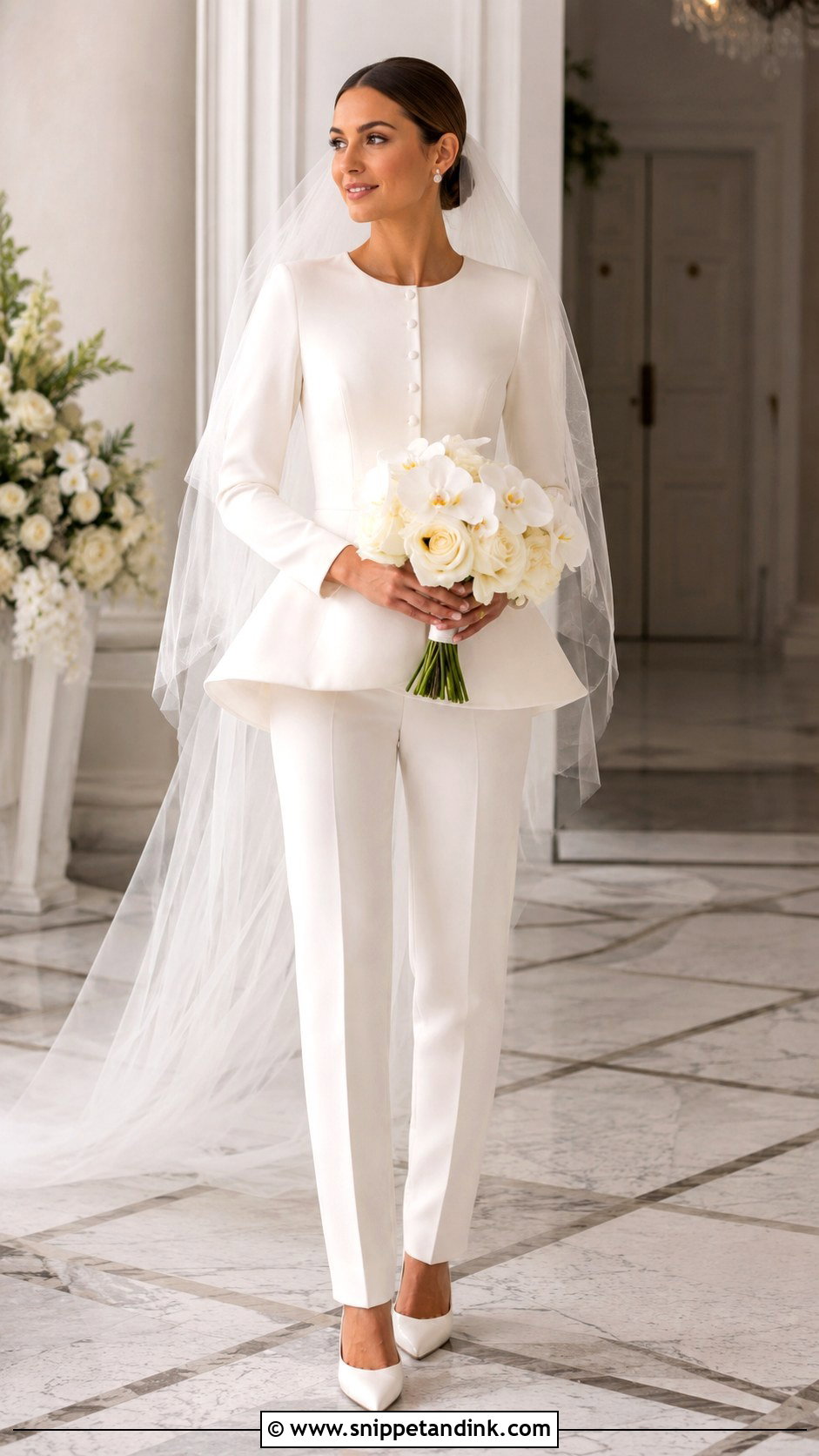 Peplum Bridal Pant Suit - Snippet and Ink - 20 Bridal Pant Suit Ideas