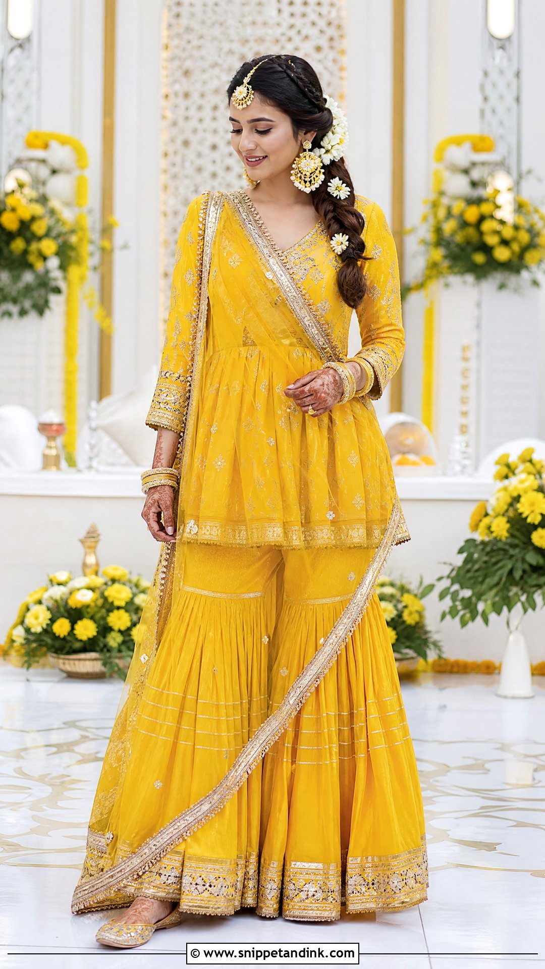 Peplum Gharara Haldi Outfit - Snippet and Ink - 20 Bride Haldi Dress Ideas