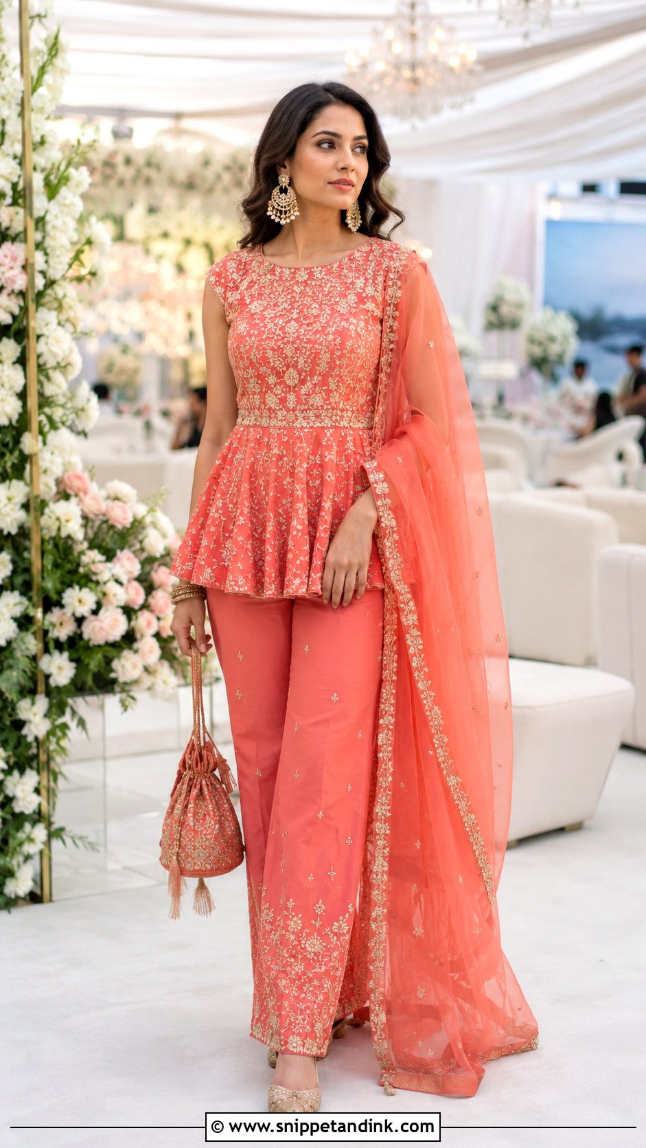 Peplum Jumpsuit With Dupatta - Snippet and Ink - 20 Indian Wedding Jumpsuit Ideas