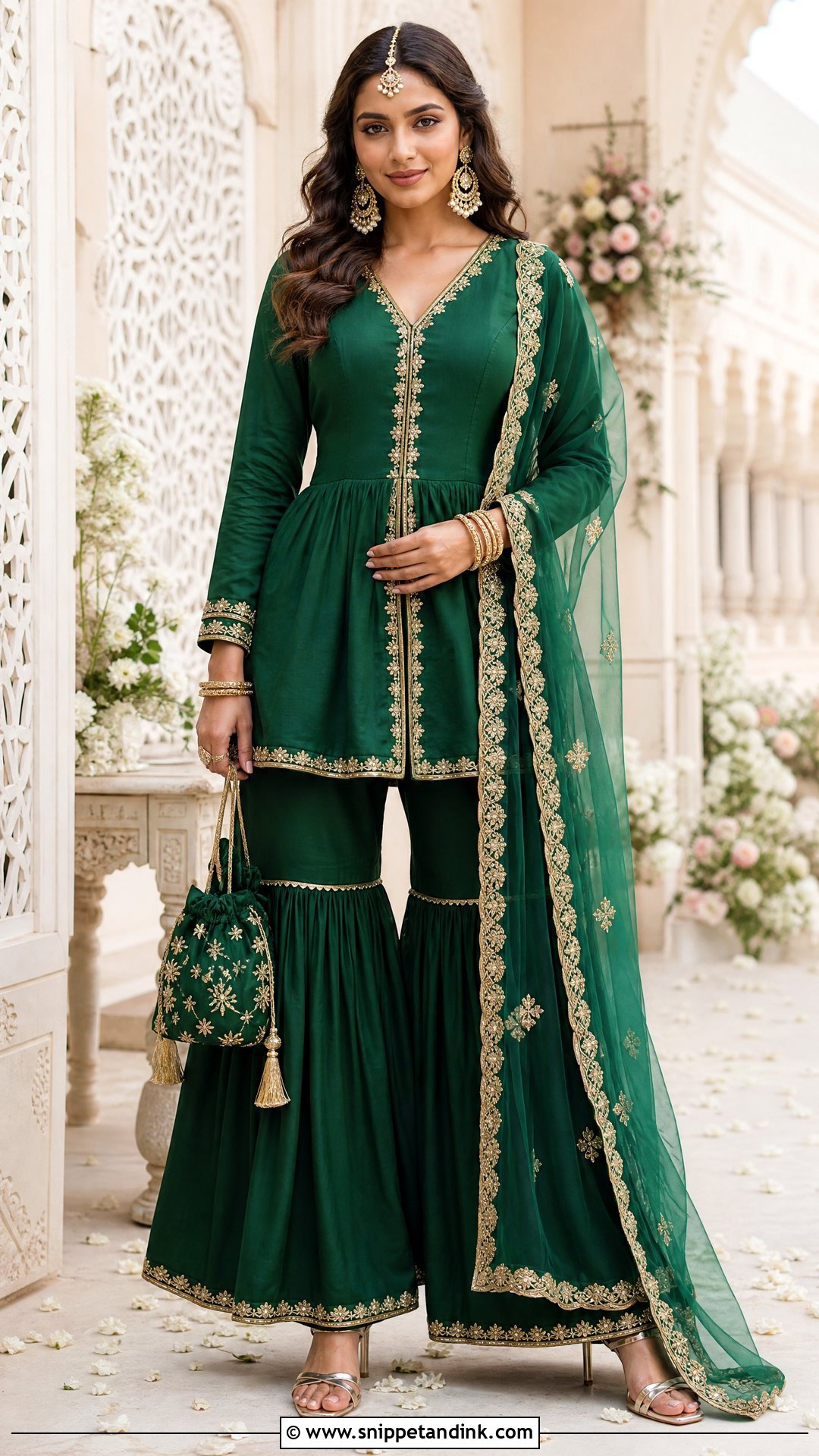 Peplum Kurta Set With Gharara Pants - Snippet and Ink - 25 Kurta Set for Wedding Ideas