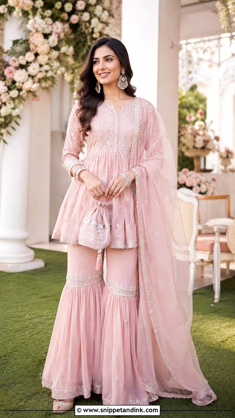 Peplum Kurti With Gharara - Snippet and Ink - 20 Wedding Kurti Ideas