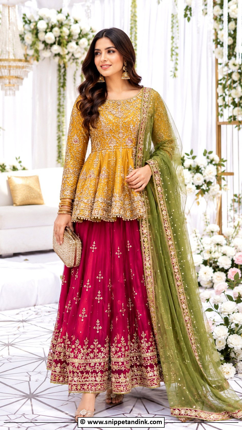 Peplum Lehenga Mehndi Dress - Snippet and Ink - 30 Pakistani Mehndi Dresses
