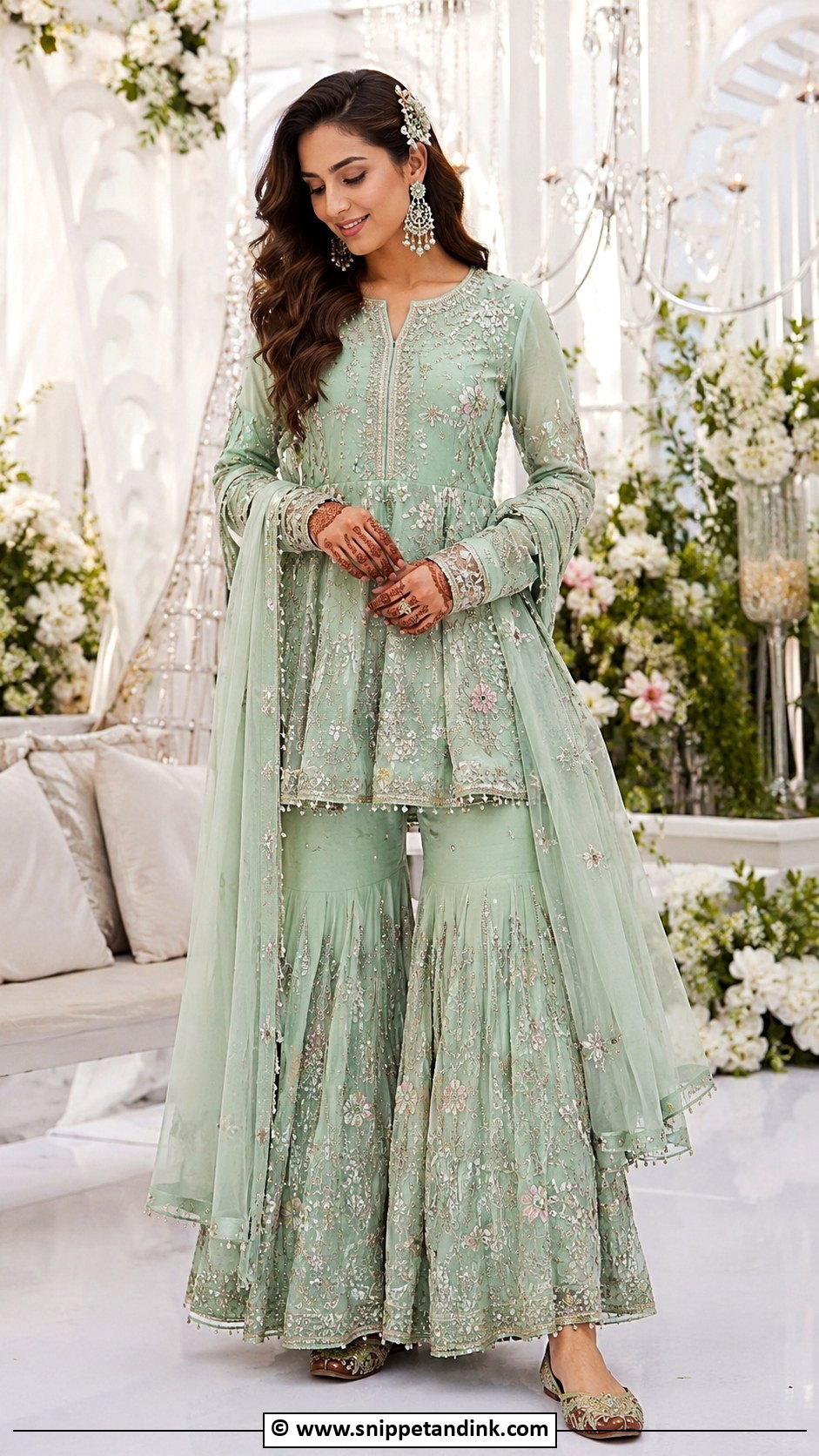 Peplum Mehandi Sharara Outfit - Snippet and Ink - 30 Mehandi Outfits