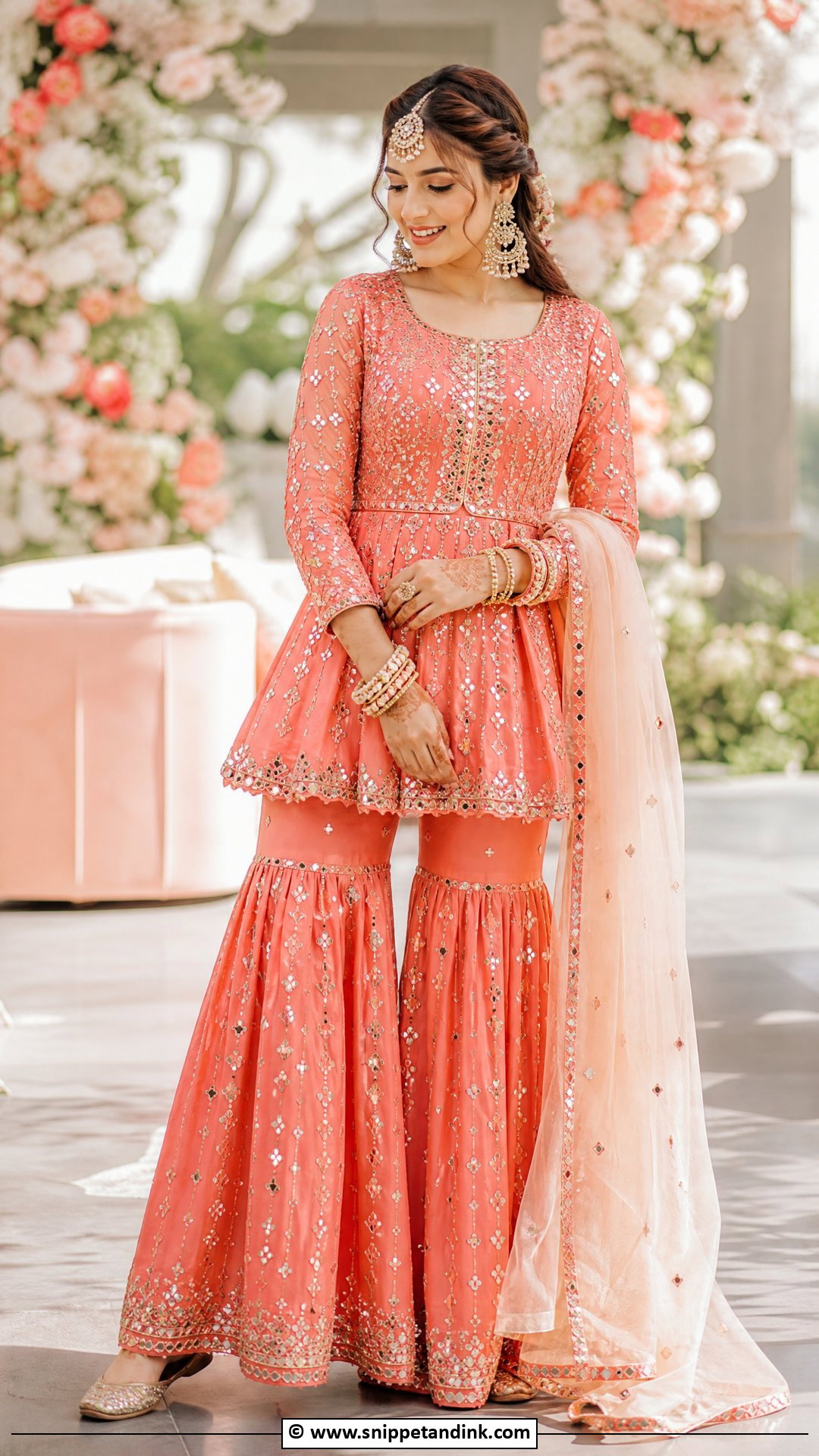 Peplum Sharara Bridal Mehndi Outfit - Snippet and Ink - 35 Bridal Mehndi Outfit Ideas