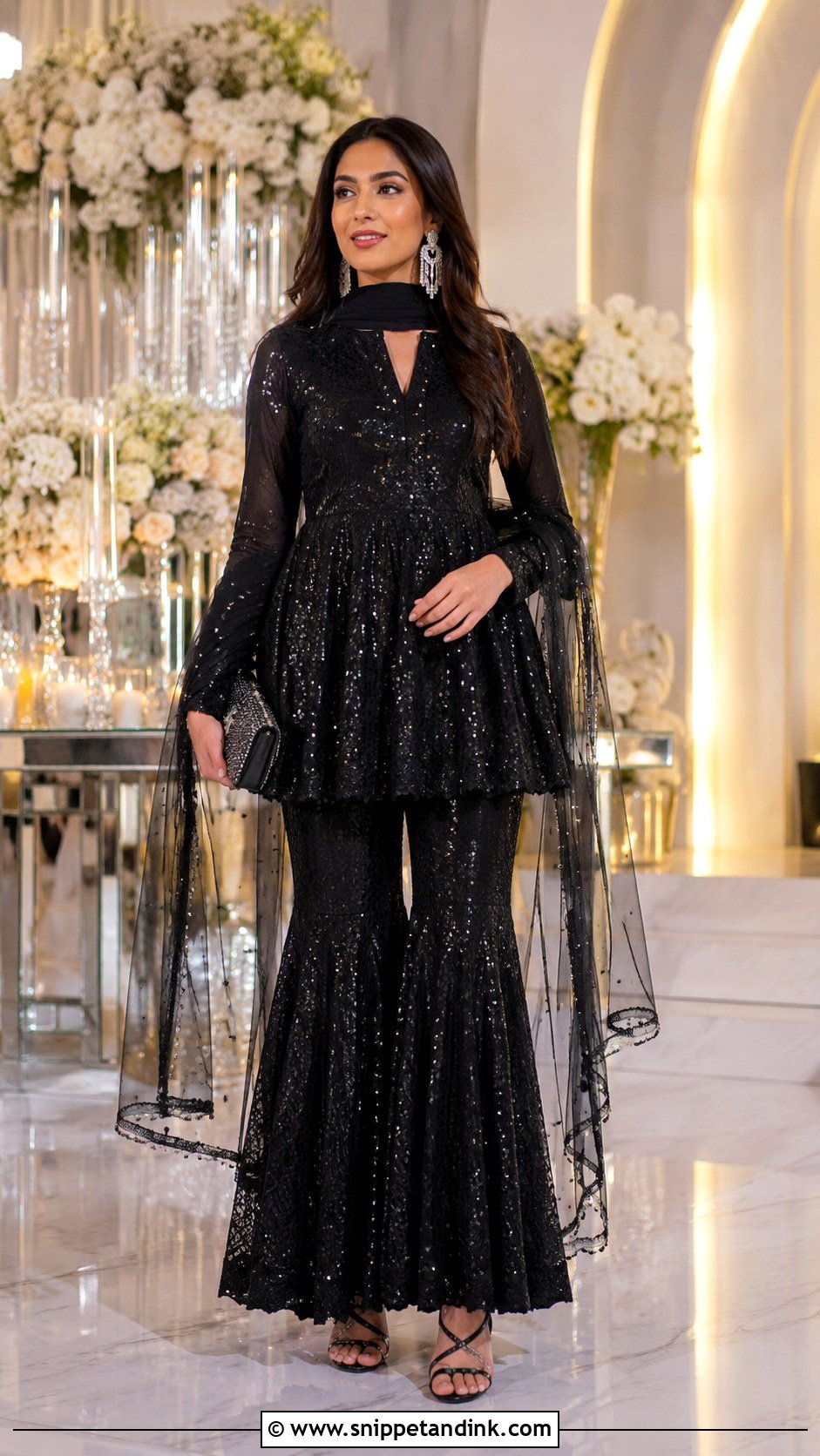 Peplum Sharara Cocktail Night Outfit - Snippet and Ink - 25 Indian Wedding Cocktail Night Outfit Ideas