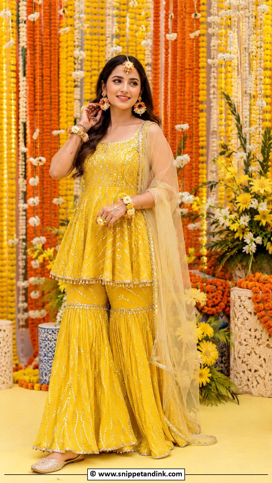Peplum Sharara For Haldi Bride - Snippet and Ink - 30 Haldi Bridal Outfit Ideas