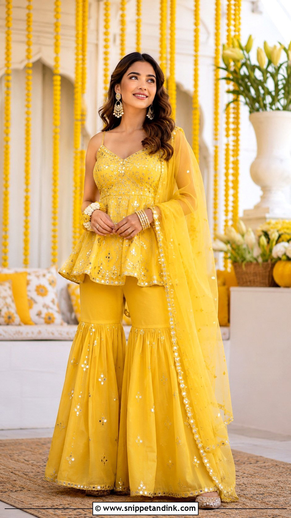 Peplum Sharara For Haldi - Snippet and Ink - 25 Haldi Ka Dress Ideas