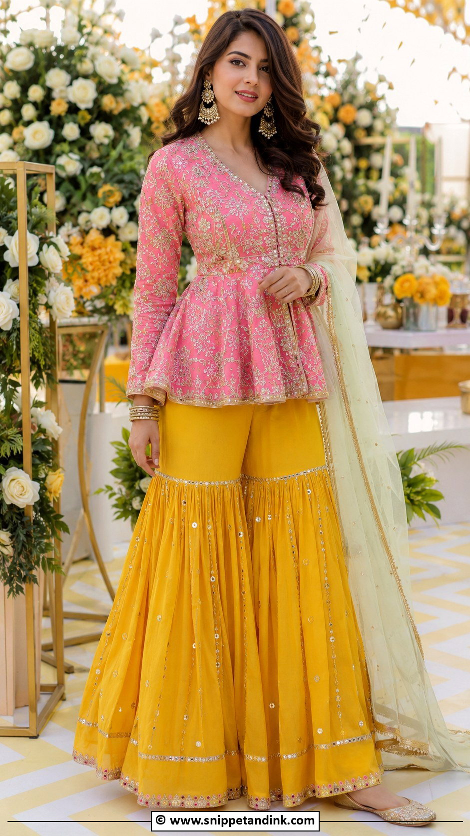 Peplum Sharara For Mehandi - Snippet and Ink - 25 Mehandi Outfit Ideas