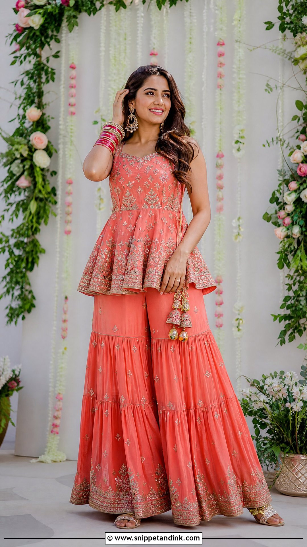 Peplum Sharara For Mehendi Function - Snippet and Ink - 25 Mehendi Function Outfit Ideas
