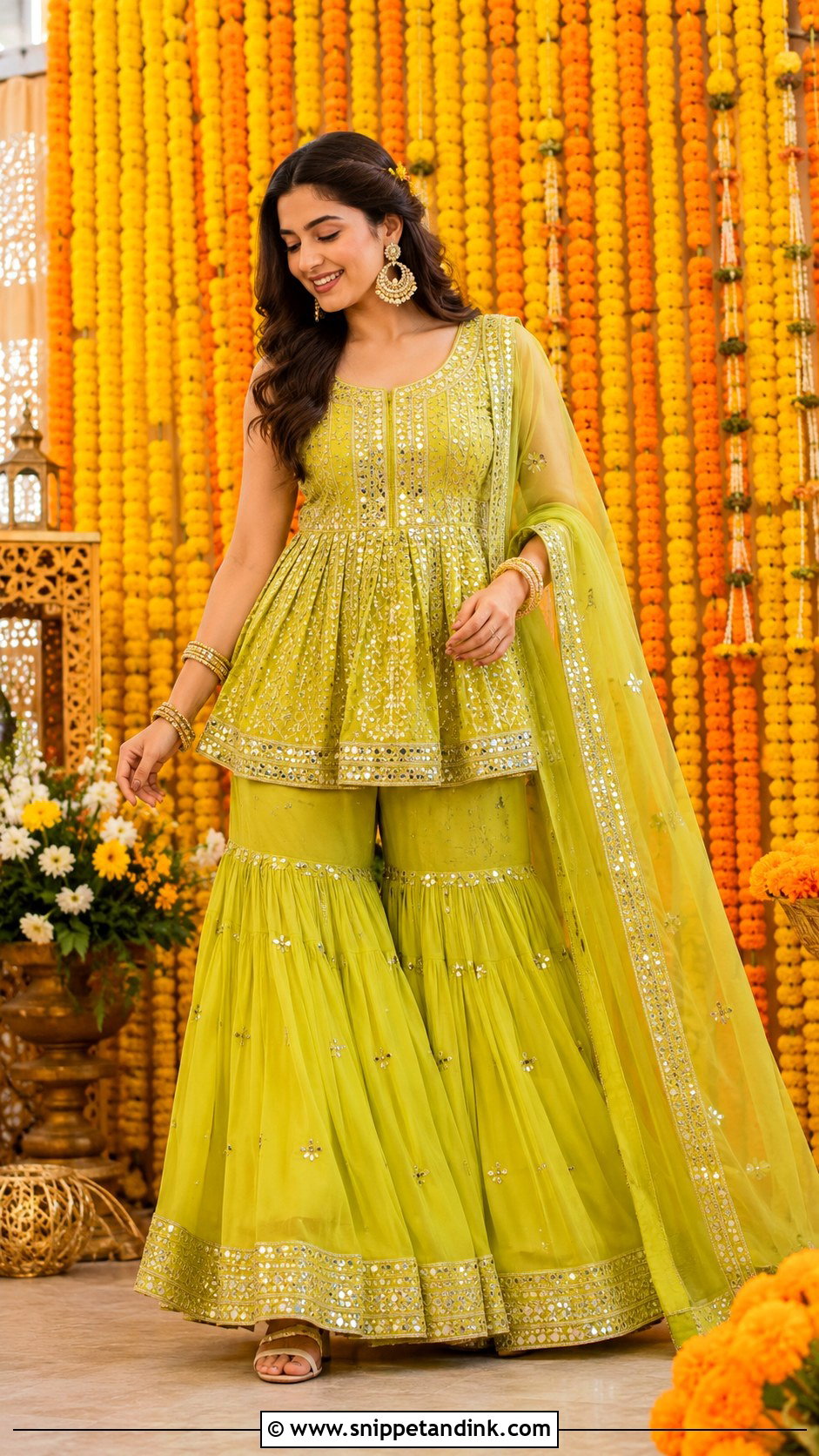 Peplum Sharara For Mehndi Ceremony - Snippet and Ink - 25 Mehndi Ceremony Outfit Ideas