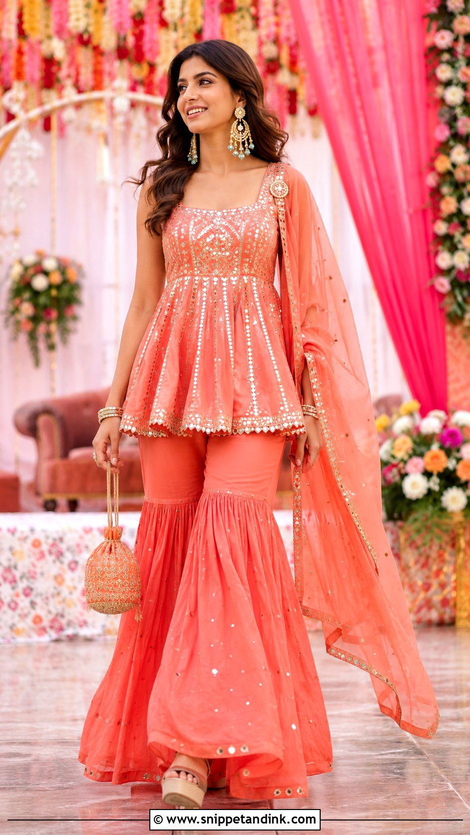 Peplum Sharara For Sangeet - Snippet and Ink - 25 Indian Outfit for Brothers Wedding Ideas