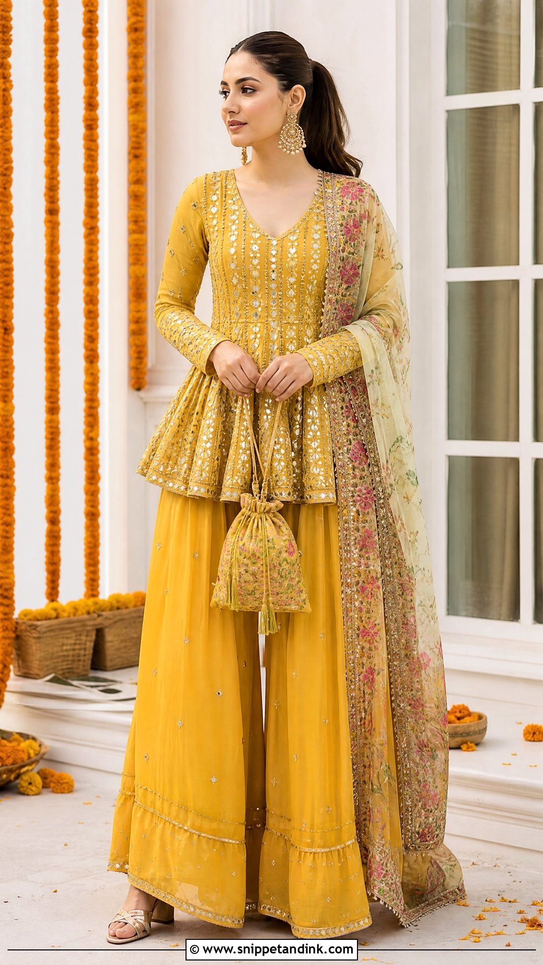 Peplum Sharara Haldi Dress - Snippet and Ink - 20 Pakistani Haldi Dress Ideas