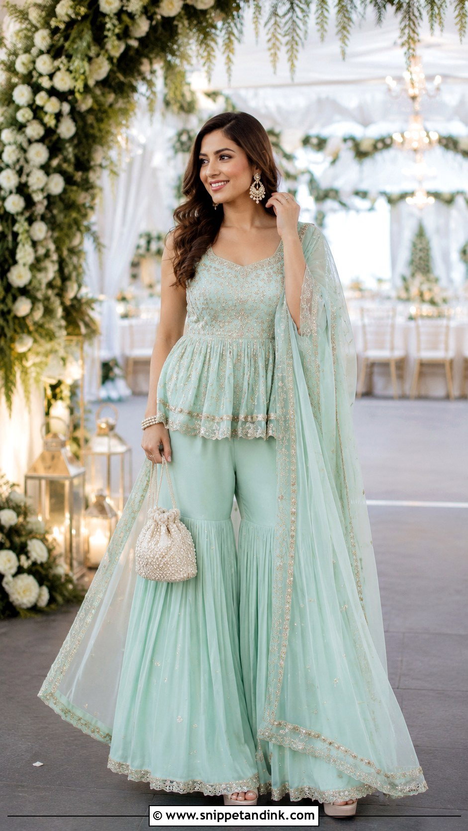 Peplum Sharara Indian Wedding Outfit - Snippet and Ink - 20 Indian Wedding Party Outfits