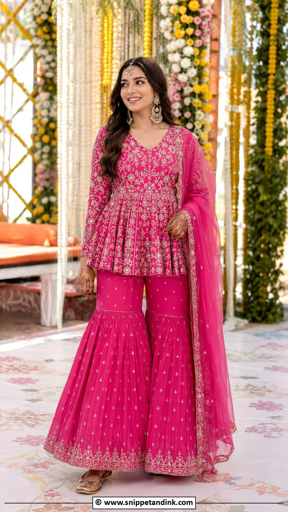 Peplum Sharara Mehendi Outfit For Sister - Snippet and Ink - 30 Mehendi Outfits Sisters