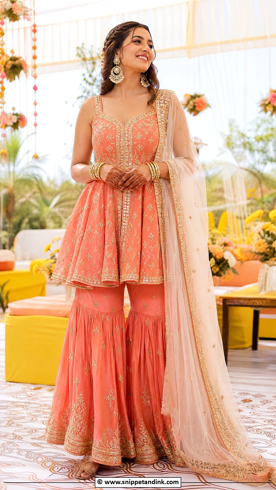 Peplum Sharara Mehndi Dress For Bride - Snippet and Ink - 35 Mehndi Dress for Bride Ideas