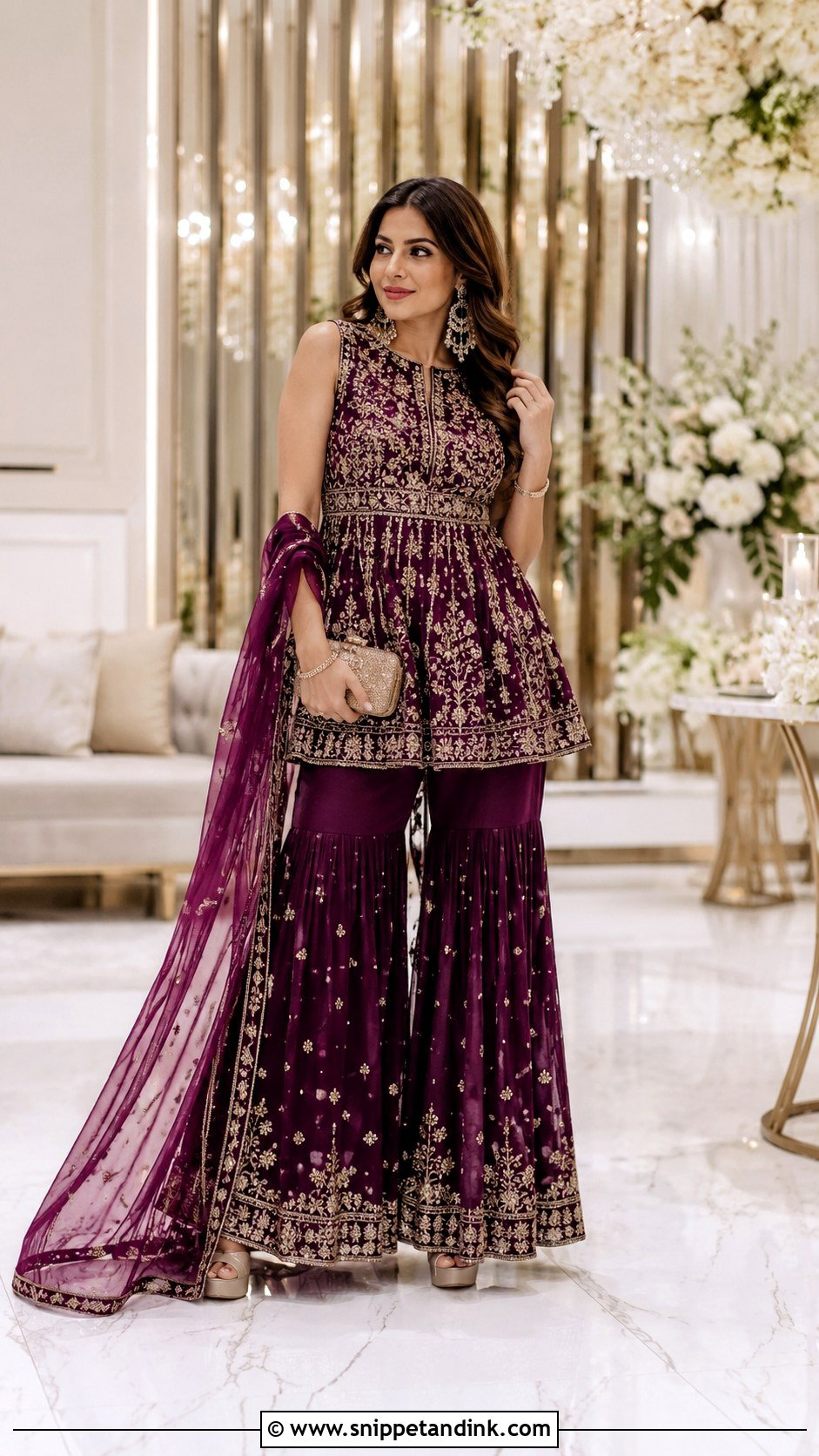 Peplum Sharara Outfit for Engagement - Snippet and Ink - 20 Indian Outfits for Sisters Wedding