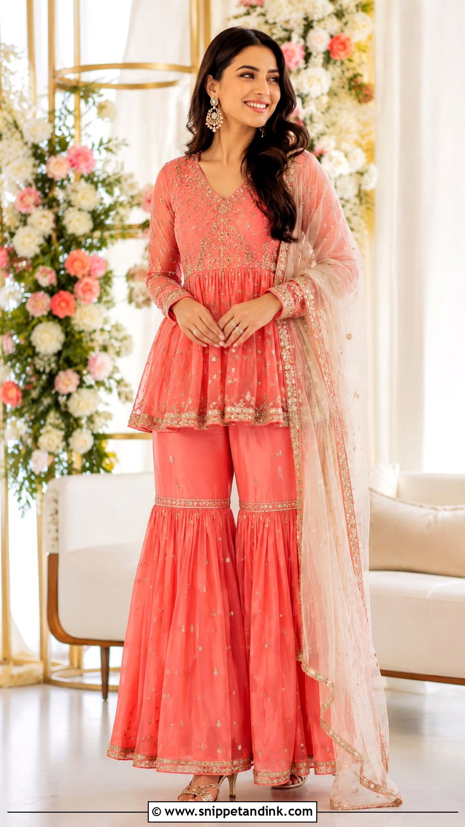 Peplum Sharara Ring Ceremony Outfit - Snippet and Ink - 30 Ring Ceremony Outfit Ideas