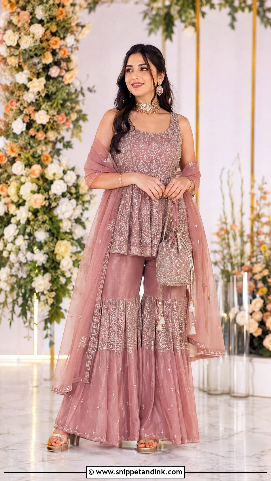 Peplum Sharara Set For Engagement - Snippet and Ink - 20 Indian Pre Wedding Dress Ideas