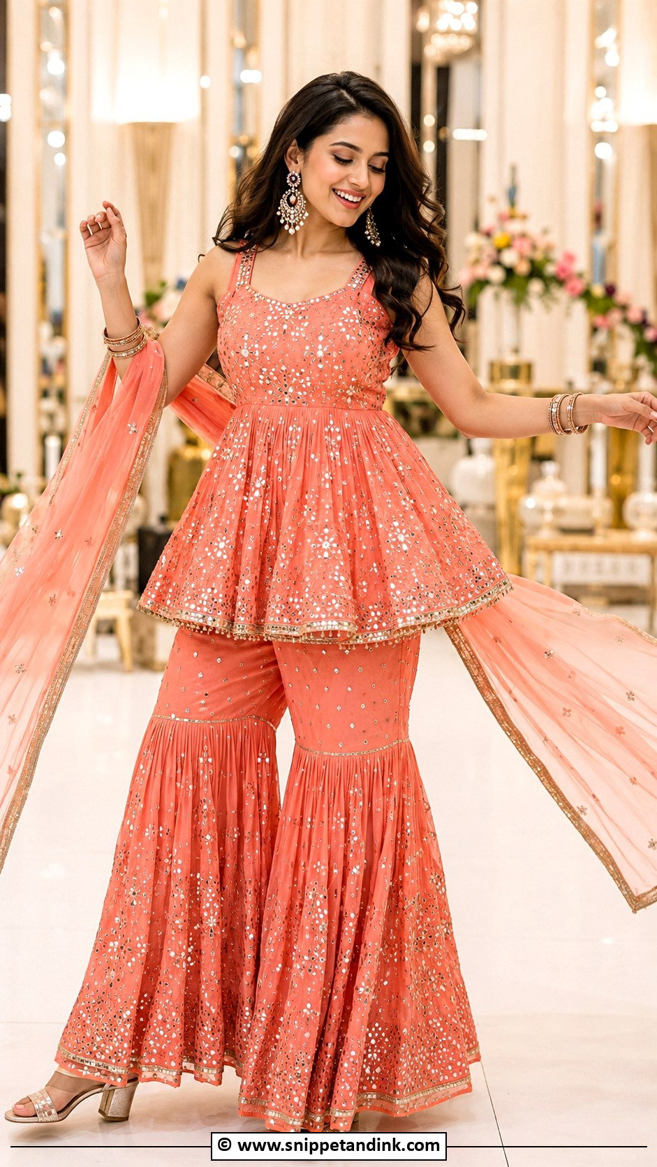 Peplum Sharara Set For Sangeet - Snippet and Ink - 35 Sangeet Outfit Ideas