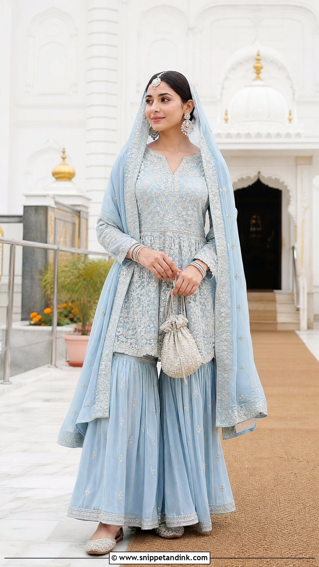 Peplum Sharara Suit For Gurudwara Wedding - Snippet and Ink - 25 Gurudwara Wedding Outfit Ideas