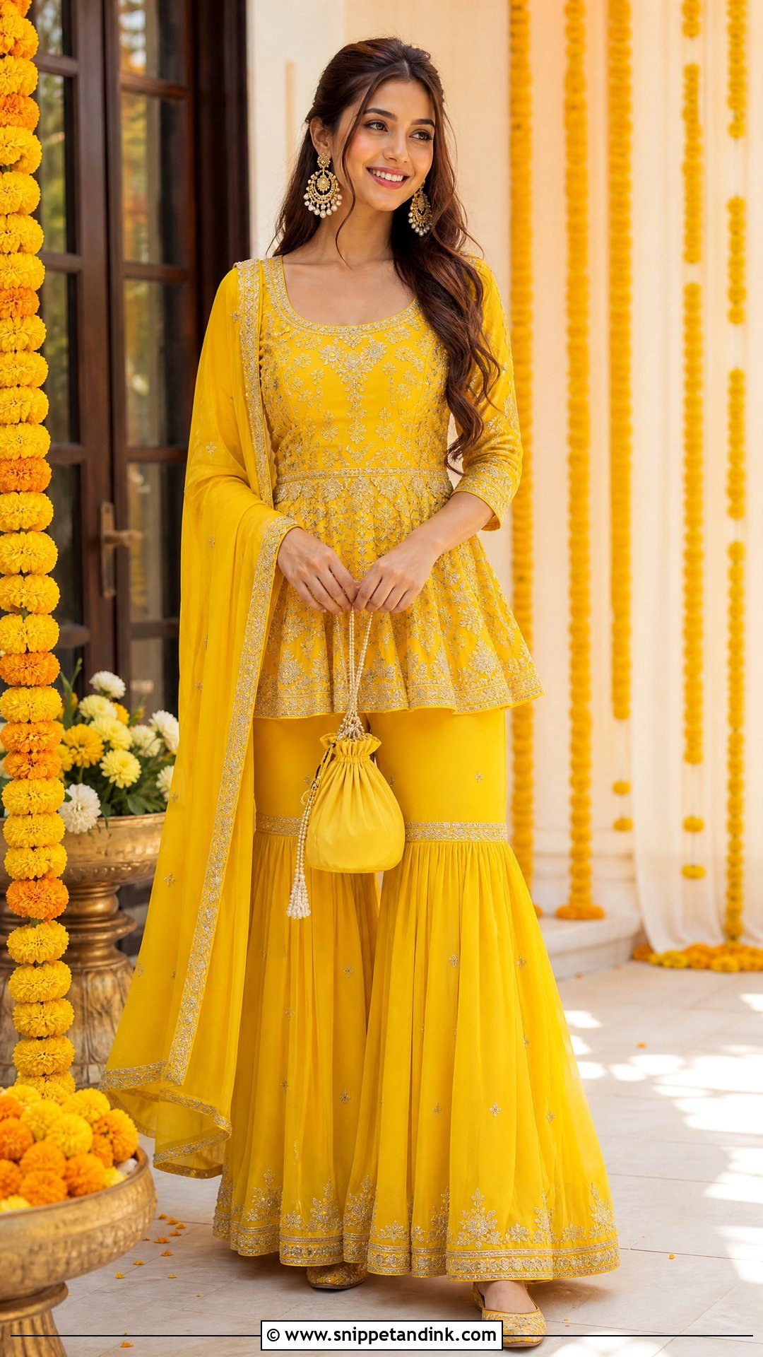 Peplum Sharara Suit for Haldi Ceremony - Snippet and Ink - 20 Suit for Haldi Ceremony Ideas