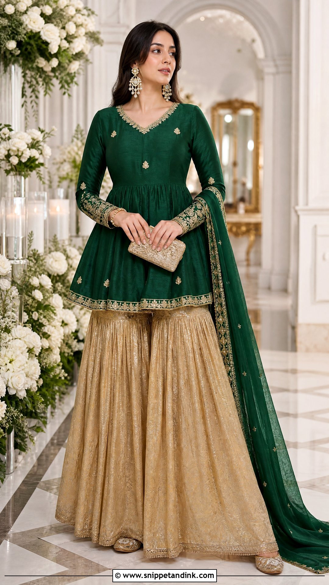 Peplum Sharara Winter Marriage Outfit - Snippet and Ink - 20 Winter Marriage Outfit for Women Ideas