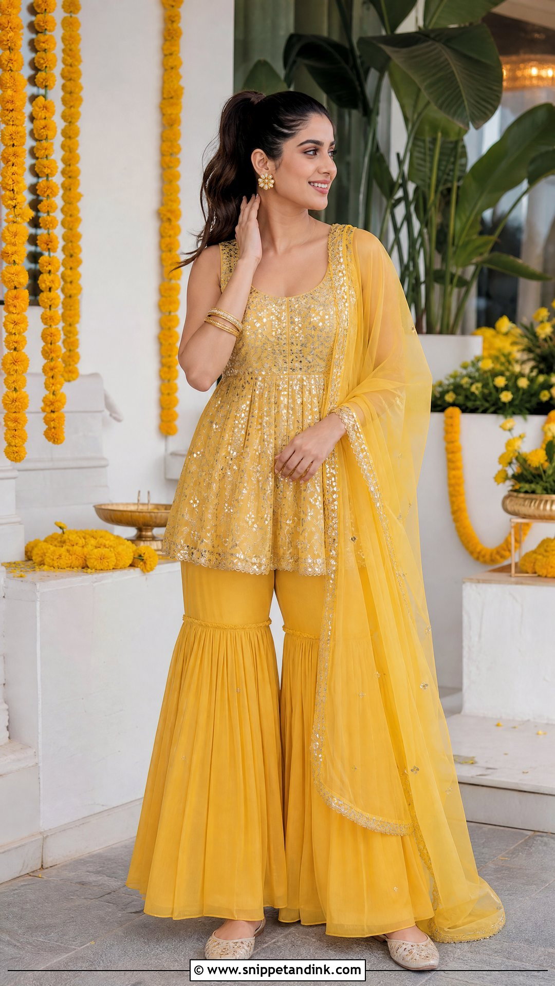 Peplum Sharara for Haldi Ceremony - Snippet and Ink - 20 Haldi Ceremony Outfit for Sister Ideas