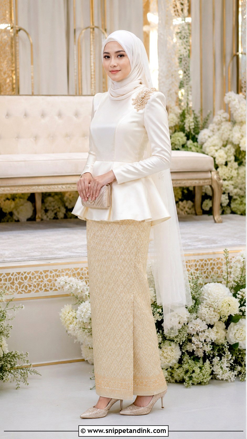 Peplum Songket Wedding Dress - Snippet and Ink - 20 Malaysian Muslim Wedding Dress Ideas