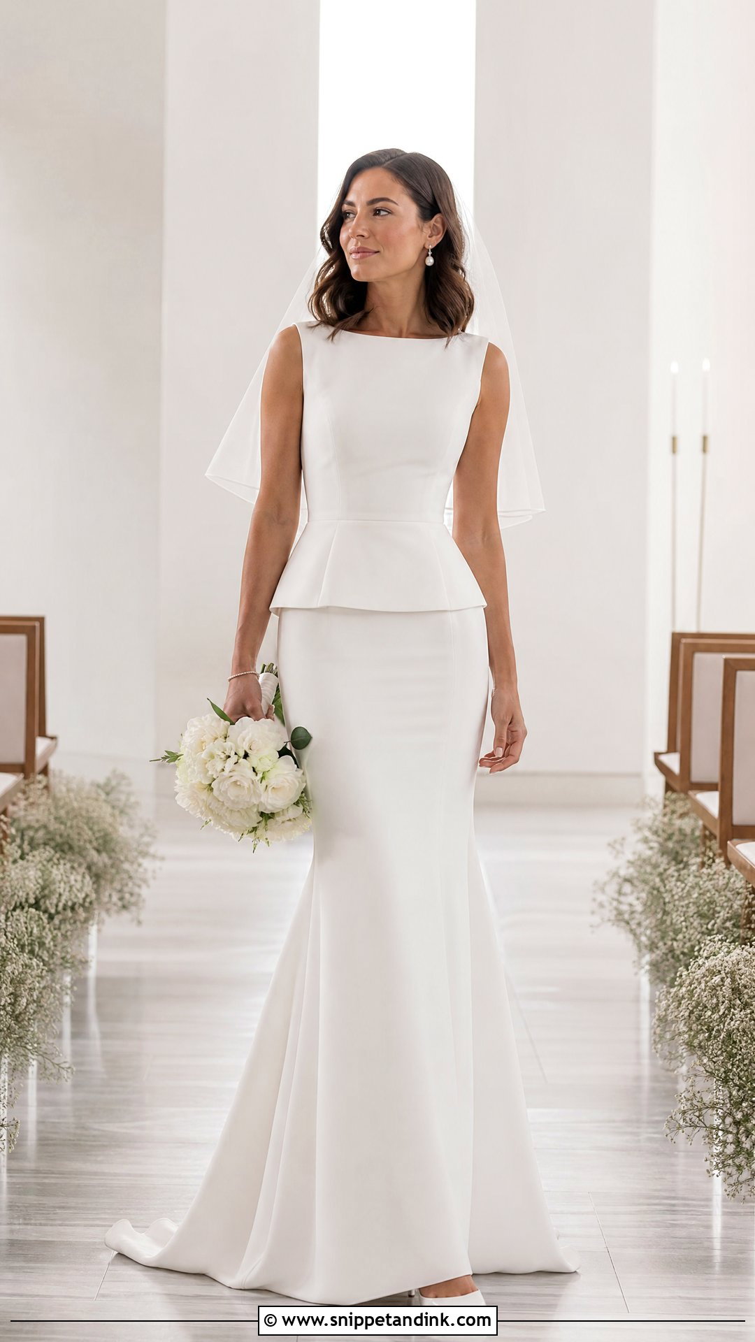 Peplum Top And Fitted Skirt Two Piece Wedding Dress - Snippet and Ink - 20 Wedding Two Piece Dress Ideas
