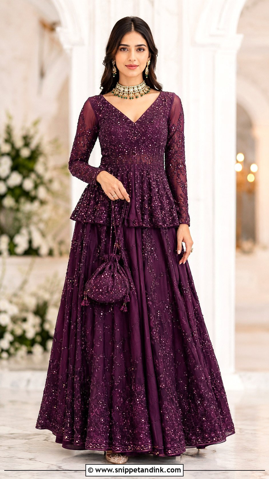 Peplum Top And Lehenga Skirt Wedding Outfit - Snippet and Ink - 20 Indian Skirt Top Wedding Outfit Ideas